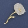 White Mother-of-Pearl Poppy Flower Brooch 63x32mm+- Gold-Tone Metal