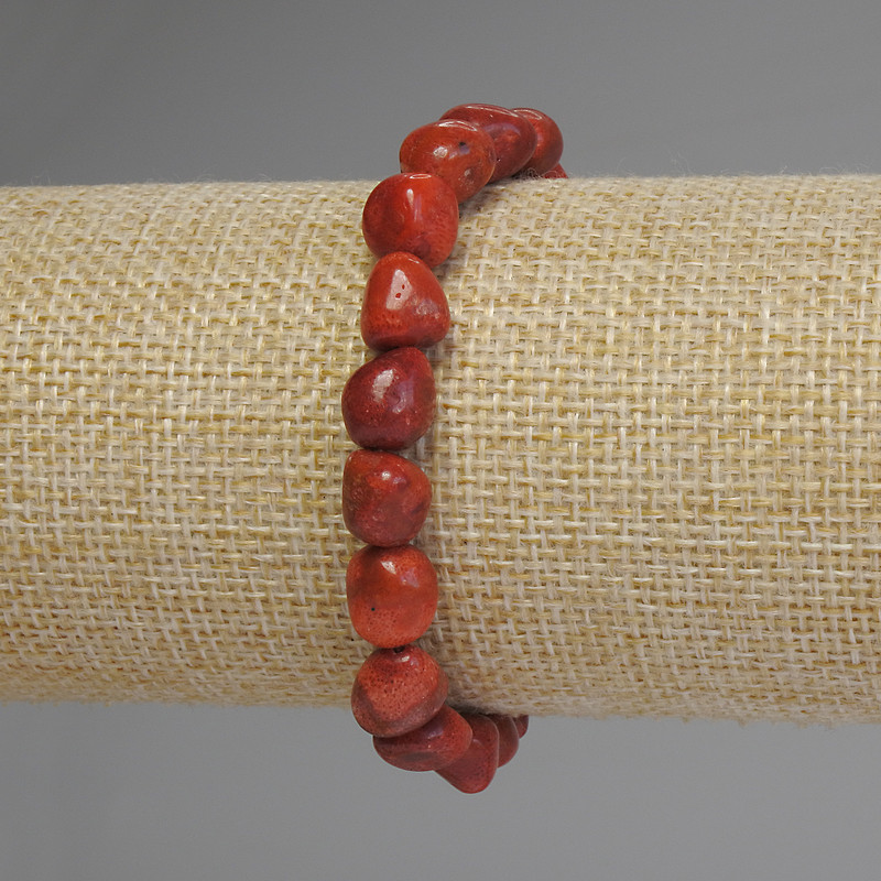 Sponge Coral Bracelet, Tumbled, Diameter 7-9x6-8mm+/-, Length 18cm Stretch
