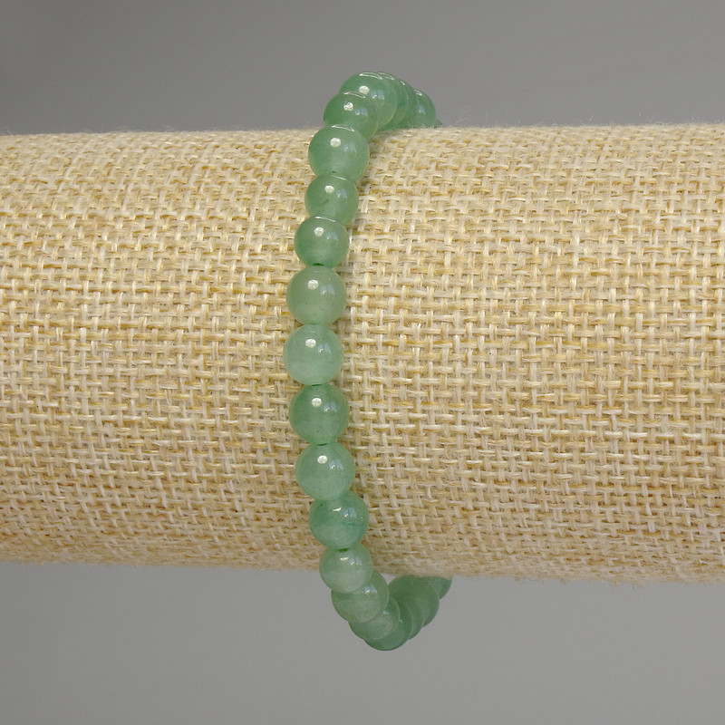 Bracelet Nephrite Smooth Bead, 6mm diameter ±, 18cm length Stretch