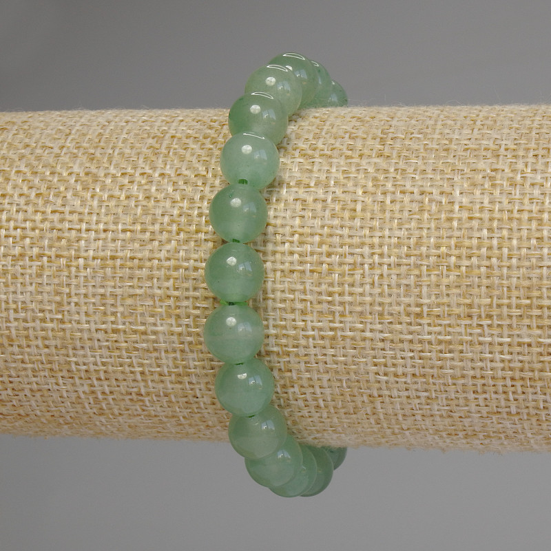 Jade Bracelet Smooth Bead, 8.5mm diameter, 18cm length stretch