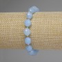 Aquamarine Beaded Bracelet 10x8 mm faceted grains, 5 mm+ seed beads, 18 cm length stretch