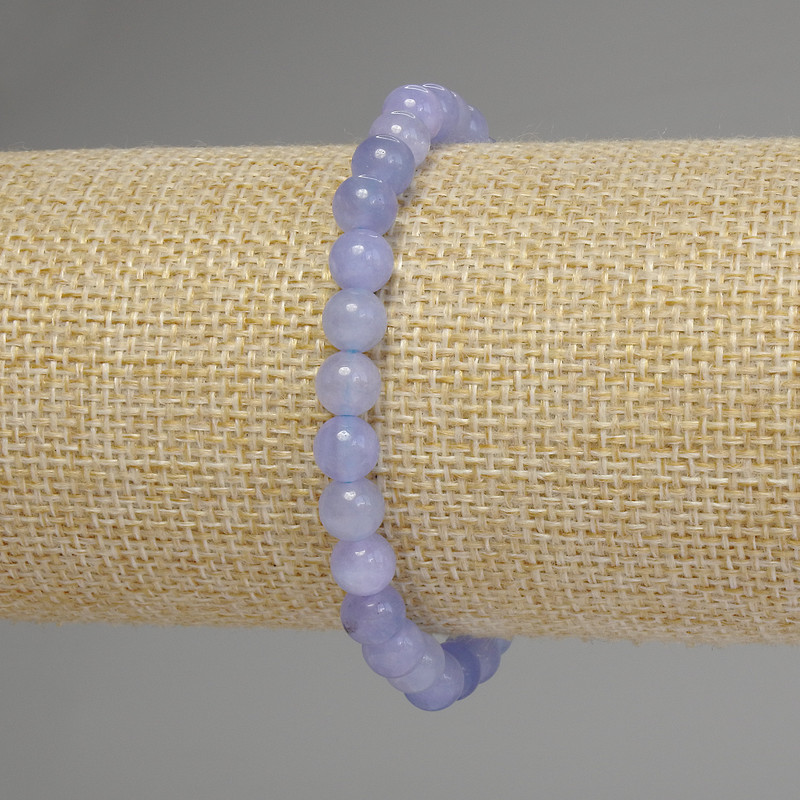 Bracelet Aquamarine smooth bead, diameter 6mm±, length 18cm stretch