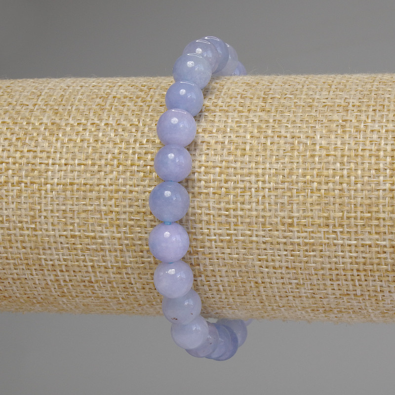 Aquamarine Bracelet Smooth Beads, Diameter 8mm+/-, Length 18cm Stretch