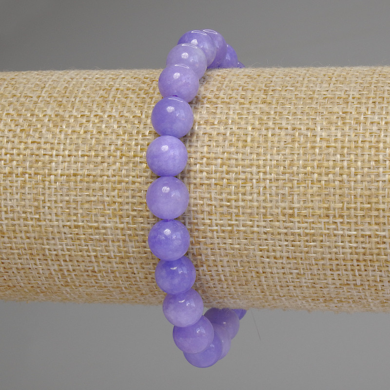 Aquamarine Bracelet Smooth Beads, 8mm diameter, 18cm length stretch