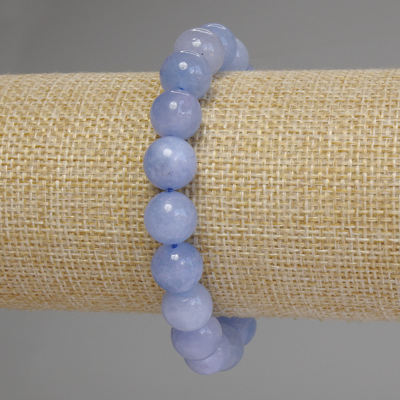 Aquamarine Bracelet smooth beads, diameter 10mm±, length 18cm stretch