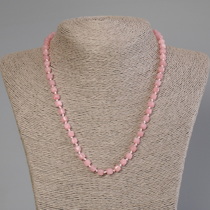 Tourmaline Beaded Necklace with Faceted Cubes, 5x5 mm, 50 cm length +- with clasp