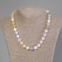 Morganite Bead Necklace, Smooth Round Beads 10mm, 50cm Length ± with Clasp