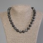 Snowy Obsidian necklace with smooth ball, 12mm diameter, approx. 50cm length with clasp