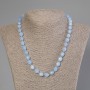 Aquamarine Bead Necklace, Faceted Grain, 10x8 mm diamonds, 5 mm+-, length 50 cm +- with clasp