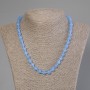 Aquamarine Bead Necklace, smooth round beads 8mm diameter, 50cm length ± with clasp