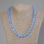 Aquamarine Necklace Smooth Bead, 10mm Ø, 50cm length ± with clasp