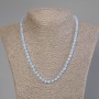 Aquamarine Bead Necklace with Faceted Cube, 5x5mm, approx. 50cm length with clasp