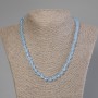 Aquamarine Bead Necklace with Faceted Cubes, 7x7mm, approx. 50cm length with clasp