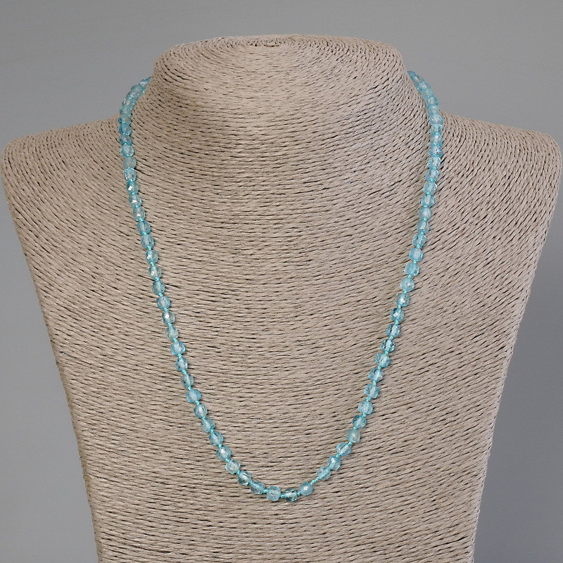 Faceted Topaz Bead Necklace, 4x4mm cube, 50cm length with clasp