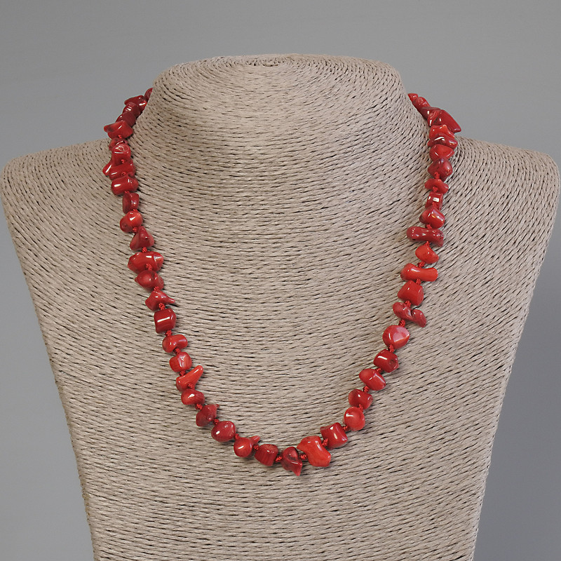 Necklace Coral, cut, diameter 6-8×7-9mm±, length 50cm ± with clasp
