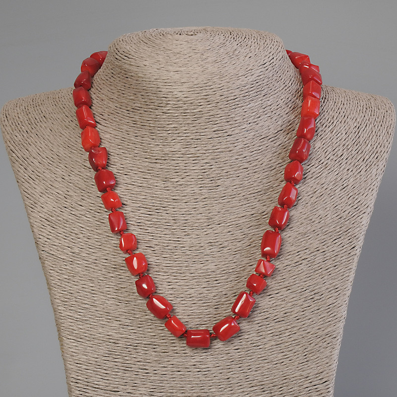 Rosary Coral Cut, diameter 8-10×8-10mm+-, length 50cm +- with clasp
