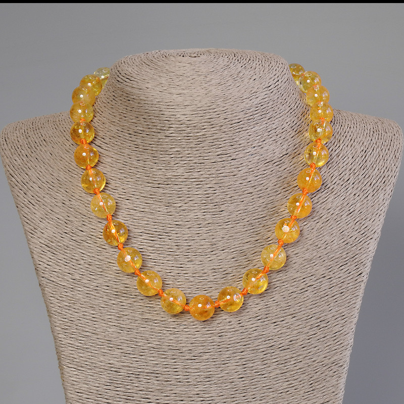 Citrine Beads Smooth Round 12mm Diameter, 50cm Length with Clasp