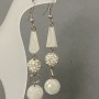 Evening Earrings with Czech Crystals - white matte with petrol spray, 7 cm length