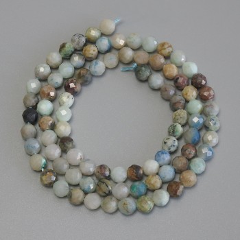 Chrysocolla and Lazurite Faceted Bead on Thread, 4.5mm diameter, 40cm+ length