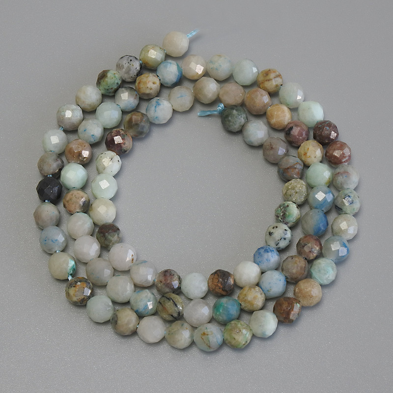 Chrysocolla and Lazurite Faceted Bead on Thread, 4.5mm diameter, 40cm+ length