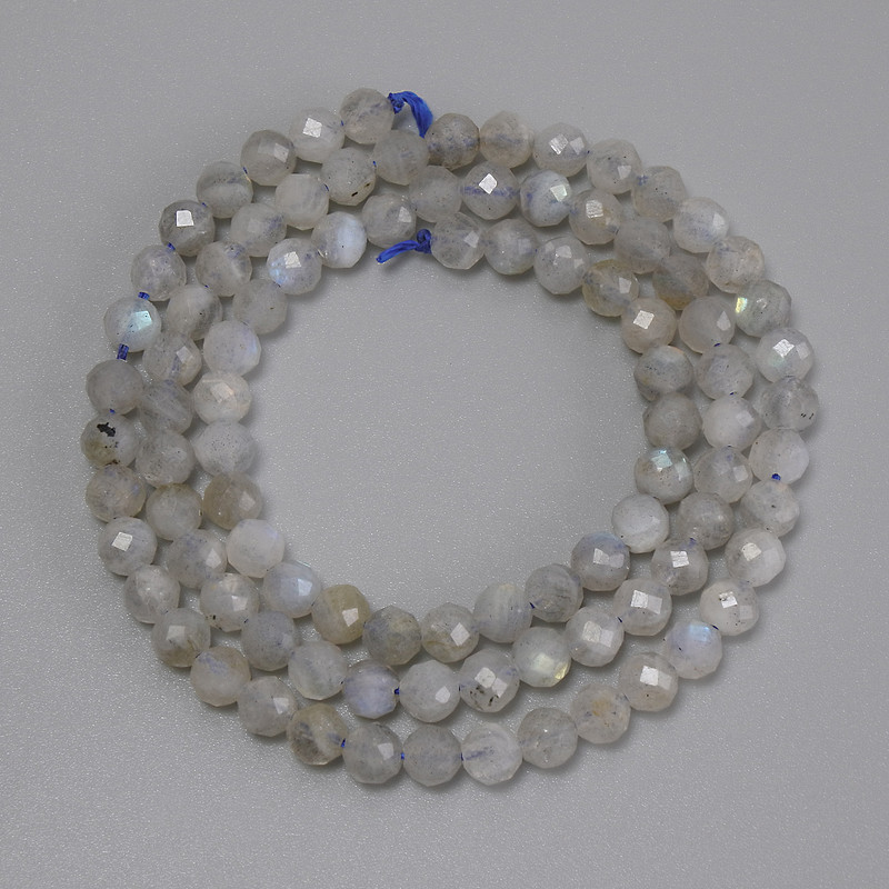 Labradorite Faceted Round Beads 4mm on Thread, 39cm ±