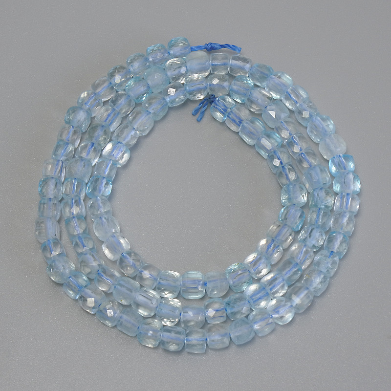 Topaz Beads Faceted Cube, 4x4mm diameter, 40cm+ length on thread
