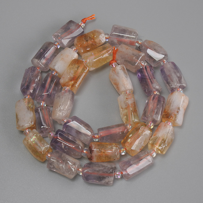 Amethyst Beads, Faceted, 11-12×6-8 mm diameter ±, 3 mm seed beads ±, 40 cm length ± on thread