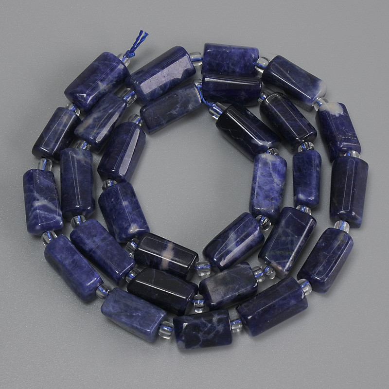 Sodalite Nugget Beads, diameter 11-13x6-7mm+-, seed beads 3mm+-, length 40cm+- on a thread
