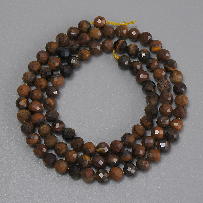 Tiger's Eye Faceted Round Beads, diameter 4.5mm+-, length 39cm+- on a thread