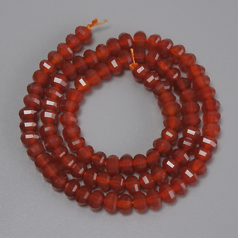 Carnelian Faceted Rondelle Beads, diameter 5.5x4mm+-, length 38cm+- on a thread