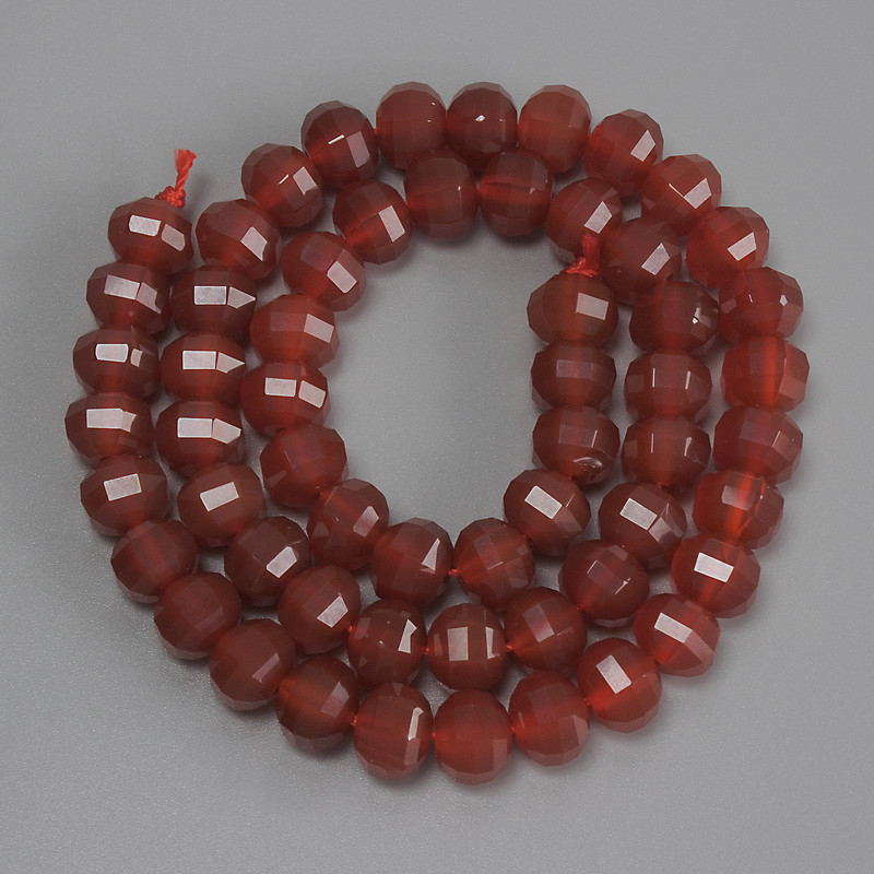 Carnelian Faceted Rondelle Beads, diameter 8x6.5mm+-, length 37cm+- on a thread