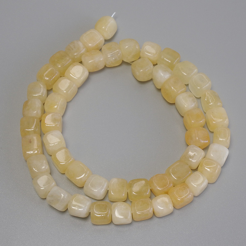 Citrine Beads Cube, diameter 7.5x7.5mm+-, length 37cm+- on fishing line