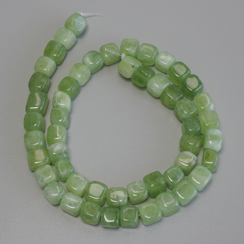 Chrysoprase Olivine Cube Beads, 7x7mm diameter, 41cm length on monofilament