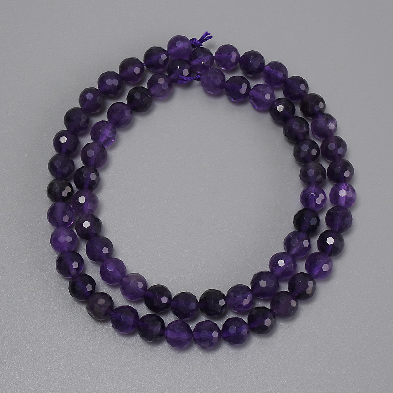 Amethyst Beads, Faceted Round Bead 6mm diameter, 39cm+ length on thread