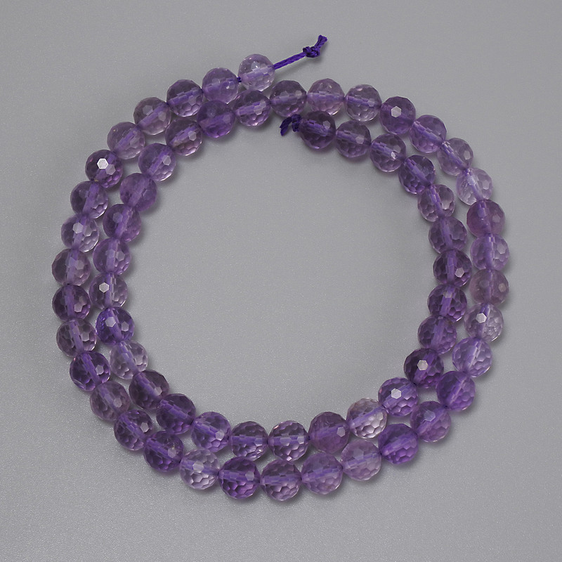 Faceted Amethyst Beads, Round Bead 6mm, on Thread, 39cm ±