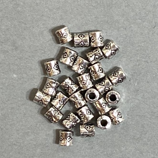Findings Spacer Bead Metal Colour Silver, Diameter 4x3mm+-, Hole Diameter 2mm+-, Pack 20g (~110pcs)