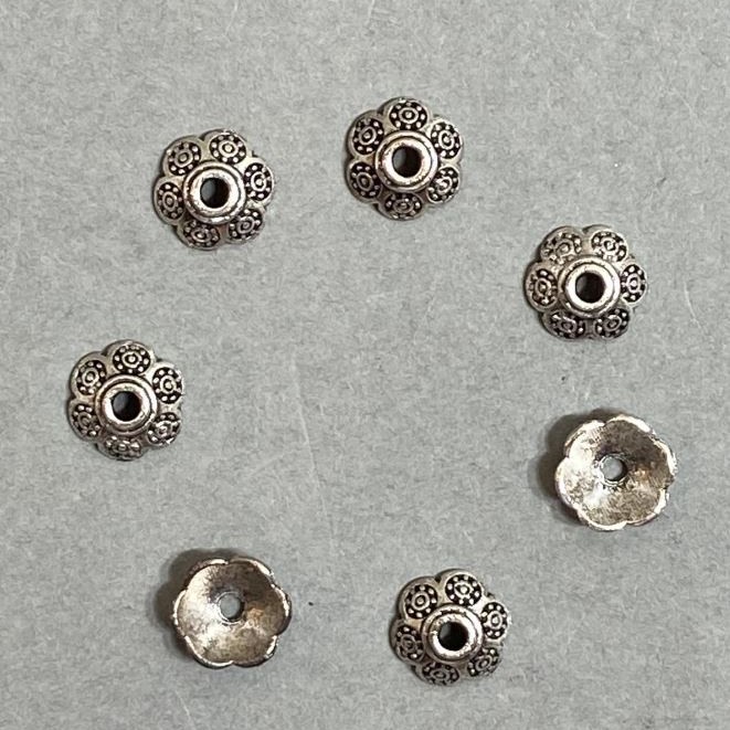 Cap-cap Findings in Silver Colour, 8.5mm diameter, 2.0mm hole, packaging 20g (~69pcs)