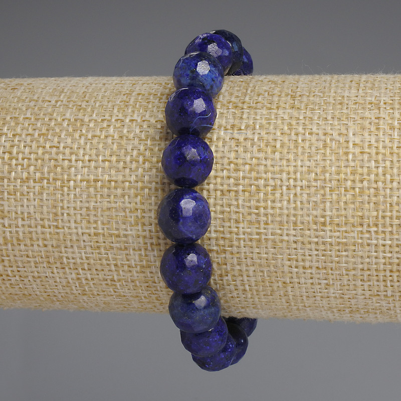 Lapis Lazuli Bracelet, Faceted Ball 10mm+/-, 18cm+/- Length, Stretch