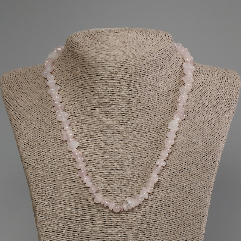 Rose Quartz Chip Necklace, diameter 8-10x3-6mm+-, length 50cm+- with clasp
