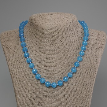 Azure Cat's Eye Smooth Bead Necklace, diameter 10mm+-, length 50cm+- with clasp