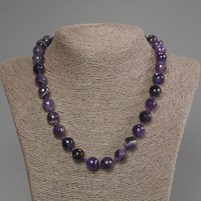 Amethyst Faceted Bead Necklace, diameter 12mm+-, length 50cm+- with clasp