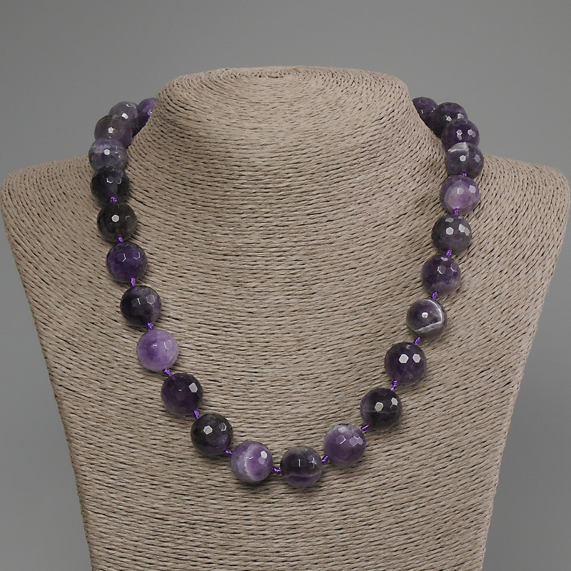 Amethyst Necklace, faceted bead, diameter 14mm+-, length 50cm +- with clasp