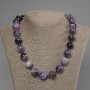 Amethyst Chevron Necklace, smooth bead, diameter 16mm+-, length 50cm +- with clasp