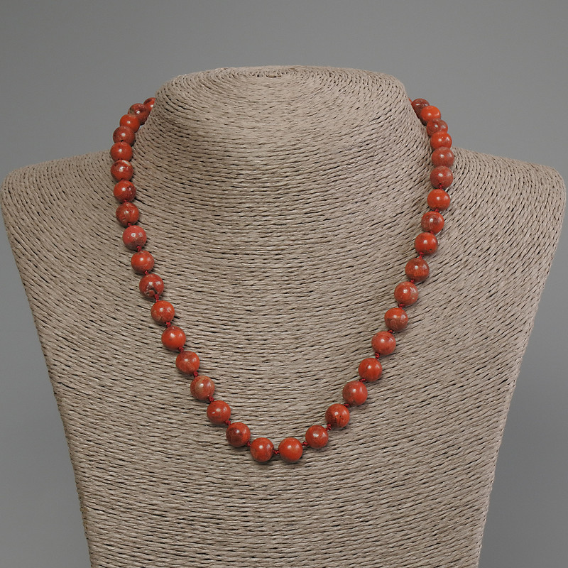 Sponge Coral Necklace, smooth bead, diameter 8mm+-, length 45cm +- with clasp