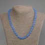 Blue Cat's Eye Necklace, smooth bead, diameter 8mm+-, length 50cm +- with clasp