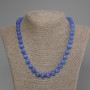 Blue Cat's Eye Necklace, smooth bead, diameter 9mm+-, length 50cm +- with clasp