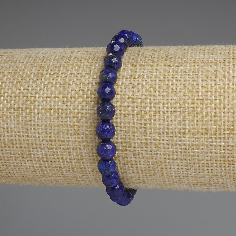 Lapis Lazuli Bracelet, faceted bead 6mm+-, length 18cm+- stretch