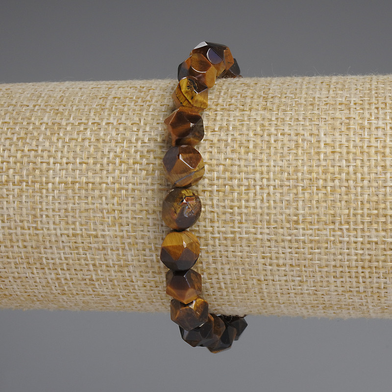 Tiger's Eye Bracelet, polygon beads 8x7mm+-, length 18cm+- stretch