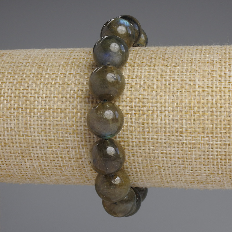Labradorite Bracelet, smooth bead, diameter 12mm+-, length 18cm stretch