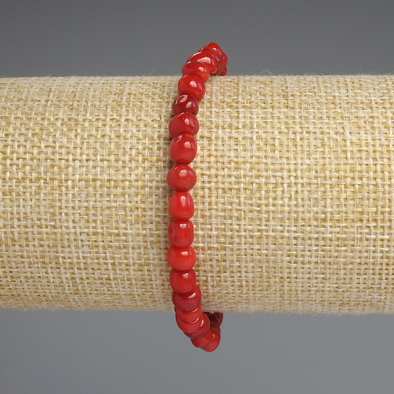 Coral Bracelet, Tumbled, Diameter 5-6.5x5mm+-, Length 18cm+- Stretch